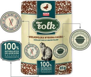 Karma mokra dla kota FOLK Wielkopolska wyborna kaczka saszetka 85 g 2