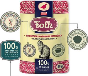 Karma mokra dla kota FOLK Staropolska wyśmienita przepiórka saszetka 85 g 2