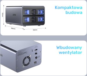 Kieszeń Unitek SATA 2.5/3.5 4 tryby 40TB USB C 10Gb/s 22