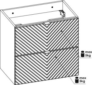 Szafka pod umywalkę nablatową VIVA CASHMERE 2S 60cmx2 kaszmirowy mat - zestaw 160cm z koszem na pranie COMAD 13