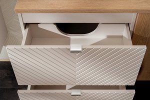 Szafka pod umywalkę nablatową VIVA CASHMERE 2S 60cmx2 kaszmirowy mat - zestaw 160cm z koszem na pranie COMAD 14