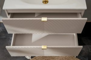 Szafka pod umywalkę nablatową VIVA CASHMERE 2S 60cmx2 kaszmirowy mat - zestaw 160cm z koszem na pranie COMAD 15