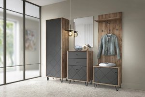 Szafka na buty BILBAO 1D2S dąb craft tobacco/grafit mat WIPMEB 3