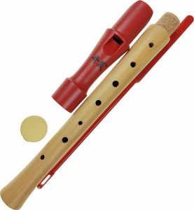 KERA DREWNIANY FLET SZKOLNY SOPRANOWY DO NAUKI GRY 7 OTWORÓW + POKROWIEC 2