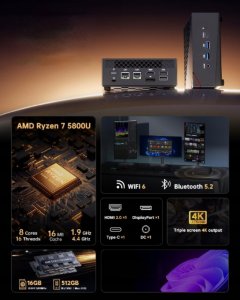 Komputer NiPoGi AM06 PRO Mini PC AMD Ryzen 7 5800U 16GB DDR4 512GB 2024 9