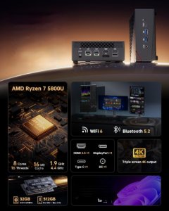 Komputer NiPoGi AM06 PRO Mini PC MD Ryzen 7 5800U 32 GB DDR4 512 GB 2024 8