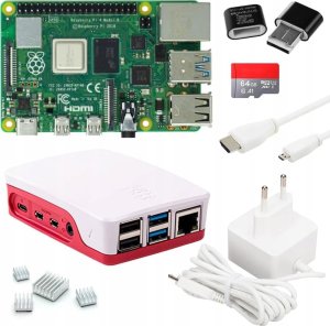 Raspberry Pi 4 zestaw startowy 8 GB karta SD 64 GB 4K radiatorów model 1