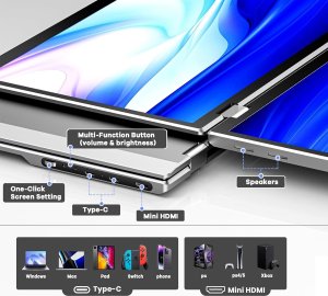 Podwójny monitor do laptopa 15,6"przedłużacz ekranu przenośny obrót o 180* 3