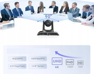 Tenveo 4K PTZ kamera do wideokonferencji kościoła 12x zoom szerokokątny 6