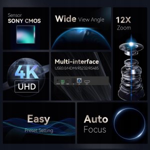 Tenveo 4K PTZ kamera do wideokonferencji kościoła 12x zoom szerokokątny 8