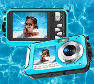 Aparat cyfrowy Slowmoose Aparat cyfrowy YISENCE 4K 56 MP wodoodporny do nurkowania karta 32 GB 3