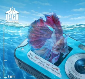 Aparat cyfrowy Slowmoose Aparat cyfrowy YISENCE 4K 56 MP wodoodporny do nurkowania karta 32 GB 6