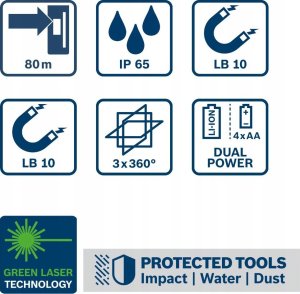 BOSCH.PLANE LASER GLL 80-33 G GREEN + HOLDER LB 10 2