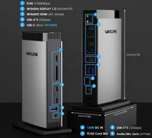 Stacja dokująca WAVLINK potrójna do laptopa 4K60Hz100W M1 M2 M3 Mac Windows 5