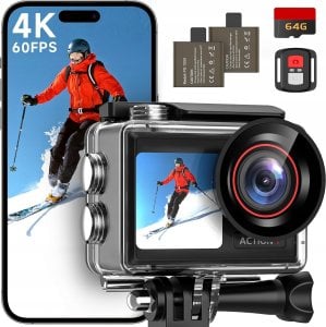 ZESTAW syndesmos Action Cam 4K 60FPS kamera sportowa podwodna 30MP 64 GB 1