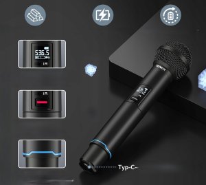 Zestaw TONOR TW750 mikrofon bezprzewodowy radiowy UHF 2 x 100 2