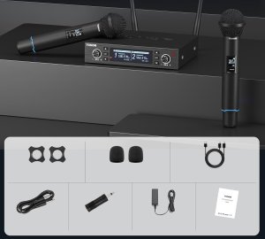 Zestaw TONOR TW750 mikrofon bezprzewodowy radiowy UHF 2 x 100 7