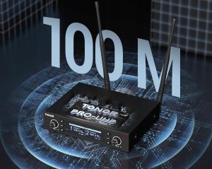 Zestaw TONOR TW750 mikrofon bezprzewodowy radiowy UHF 2 x 100 9