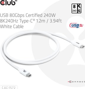 Kabel USB Club 3D USB-C - USB-C 1.2 m Biały (CAC-1572) 2