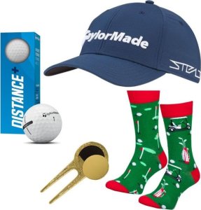 Zestaw prezentowy dla Golfisty, TaylorMade E01, czapka, skarpety, pitchfork i 3 piłki golfowe 1