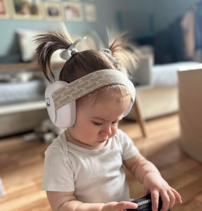 Słuchawki wygłuszające ochronne dzieci niemowląt beżowe 0miesięcy SafeTeddy 2