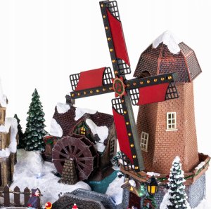 Dekoracja świąteczna Fééric Lights and Christmas Wioska bożonarodzeniowa z oświetleniem i ruchomym wiatrakiem 2