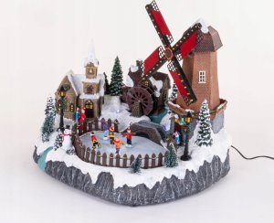 Dekoracja świąteczna Fééric Lights and Christmas Wioska bożonarodzeniowa z oświetleniem i ruchomym wiatrakiem 6