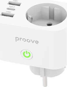 Inteligentne Gniazdko Sieciowe Wi-Fi Wtyczka 230V AC 2x USB 1x USB-C Proove / Rapid Smart Socket PD-02 1