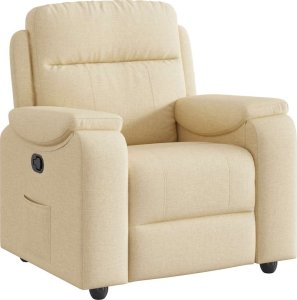 vidaXL Fotel rozkładany, kremowy, obity tkaniną 2