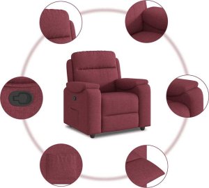 vidaXL Fotel rozkładany, winna czerwień, obity tkaniną 7