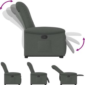 vidaXL Podnoszony fotel rozkładany, ciemnoszary, obity tkaniną 7