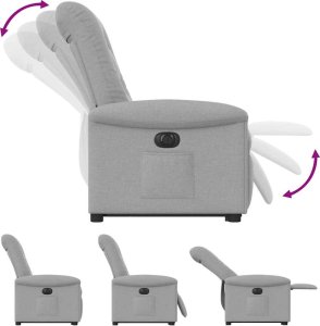 vidaXL Podnoszony fotel masujący, elektryczny, rozkładany, szary 8