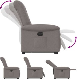 vidaXL Podnoszony fotel rozkładany, elektryczny, kolor taupe, tkanina 8