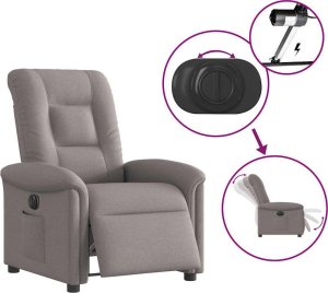 vidaXL Elektryczny fotel rozkładany, kolor taupe, obity tkaniną 9