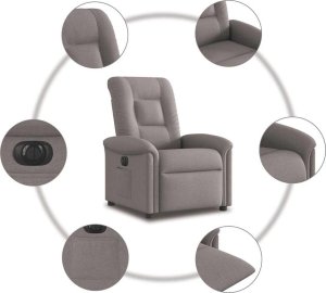 vidaXL Elektryczny fotel rozkładany, kolor taupe, obity tkaniną 10