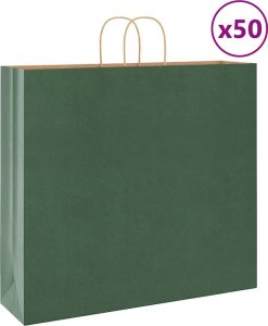 vidaXL Torby papierowe Kraft 50 szt. z uchwytami zielone 54x15x49 cm 1