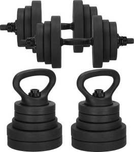 Hantle do ćwiczeń bitumiczne, 20 kg regulowany zestaw: gryf+ kettle UNIWERSALNY 16
