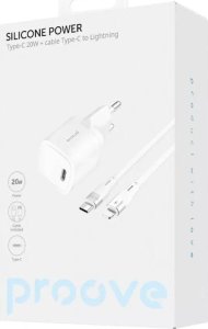 Ładowarka Sieciowa 230V 20W na USB-C USB Type-C + Kabel na Lightning PD3.0 / Silicone Power 20W 9