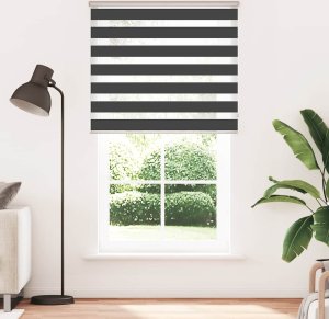 vidaXL Roleta zebra, czarna, szerokość tkaniny 120,9 cm, poliester 2