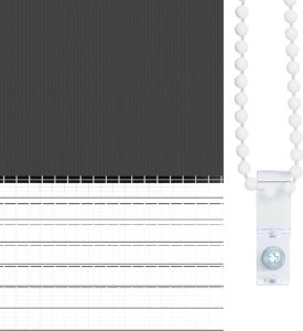 vidaXL Roleta zebra, czarna, szerokość tkaniny 90,9 cm, poliester 9