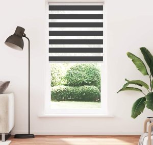vidaXL Roleta zebra, czarna, szerokość tkaniny 90,9 cm, poliester 2