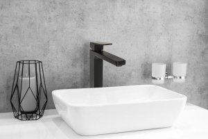 Zestaw bateria umywalkowa stojąca i korek klik-klak czarny - Yoka 3