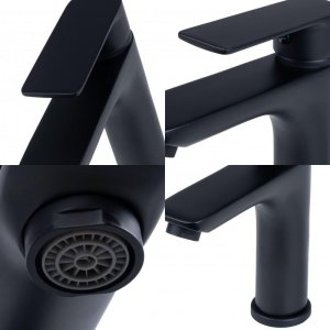 Zestaw bateria umywalkowa stojąca i korek klik-klak czarny - Yoka 4