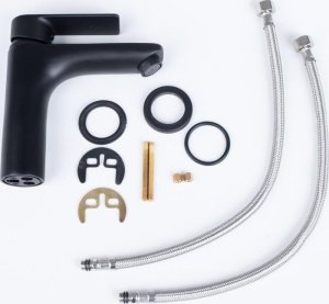 Zestaw bateria umywalkowa stojąca i korek klik-klak czarny - Yoka 6