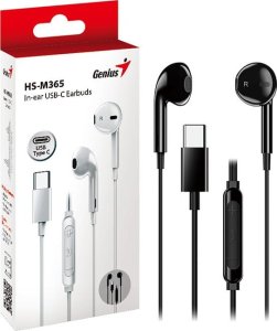 Genius HS-M365, słuchawki z mikrofonem, czarna, 2.0, douszne, USB Type-C 2