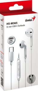 Genius HS-M365, słuchawki z mikrofonem, biała, 2.0, douszne, USB Type-C 3