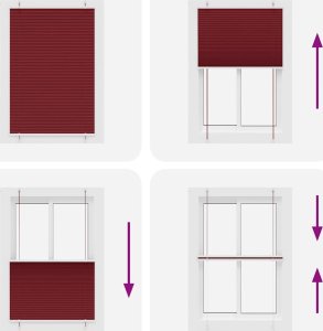 vidaXL Roleta plisowana Bordowy Czerwony 100x150 cm Szerokość tkaniny 5