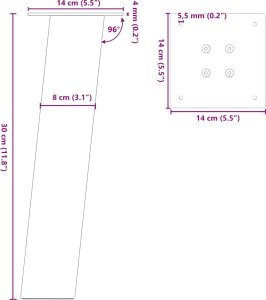 vidaXL Nogi do stolika kawowego, 4 szt., 30 cm, stal 10