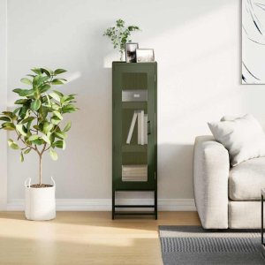 vidaXL Szafka, oliwkowa, 36x39x123 cm, stal walcowana na zimno 4