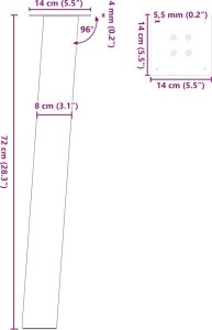 vidaXL Nogi do stolika kawowego, 4 szt., stal, 72 cm, stal 9